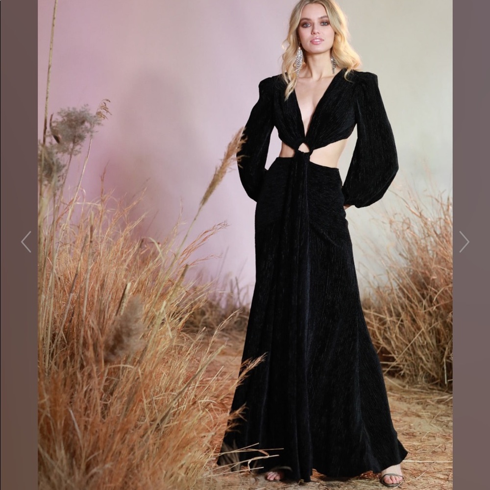 PatBO TEXTURED VELVET PLUNGE GOWN